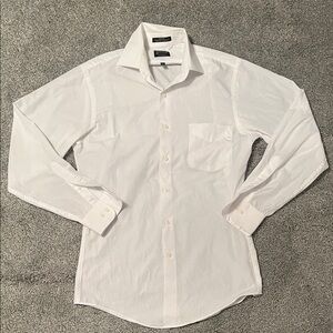 Men’s white button-down dress shirt